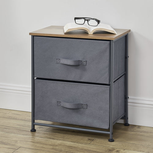 Commode met lades grijs stof en hout - 4 varianten