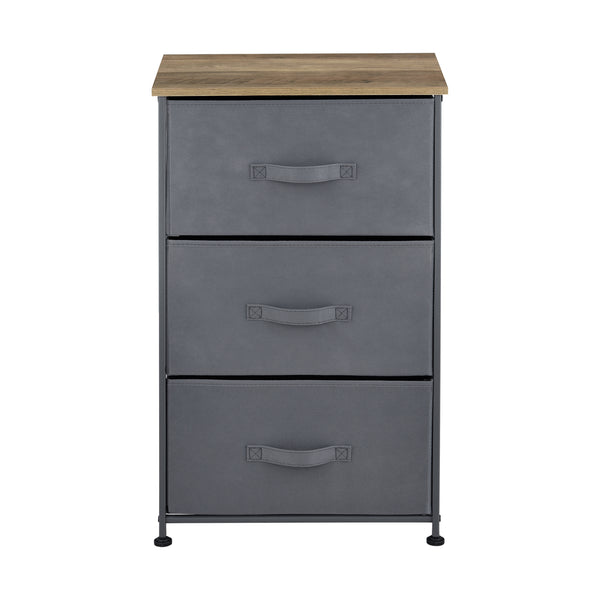 Commode met lades grijs stof en hout - 4 varianten