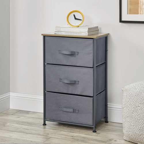 Commode met lades grijs stof en hout - 4 varianten