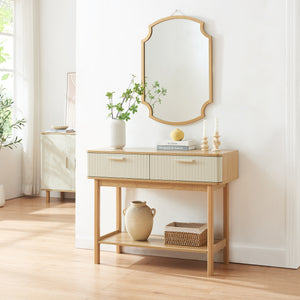 Consoletafel Ferrersp 100x40x80 cm eikenkleurig havermout en naturel [en.casa]