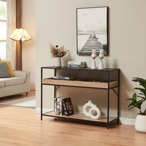 Konsolentafel Belana 110x40x80 cm Zwart/Eikenlook [en.casa] - premiumXL