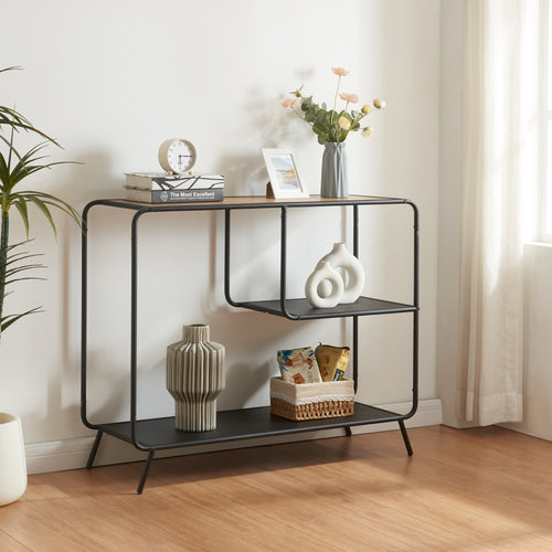 Konsolentafel Krødsherad 83x102x36cm Zwart/Eik [en.casa] - premiumXL