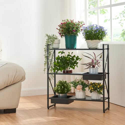 Plantenrek Berkelland Metaal Zwart [en.casa] - premiumXL