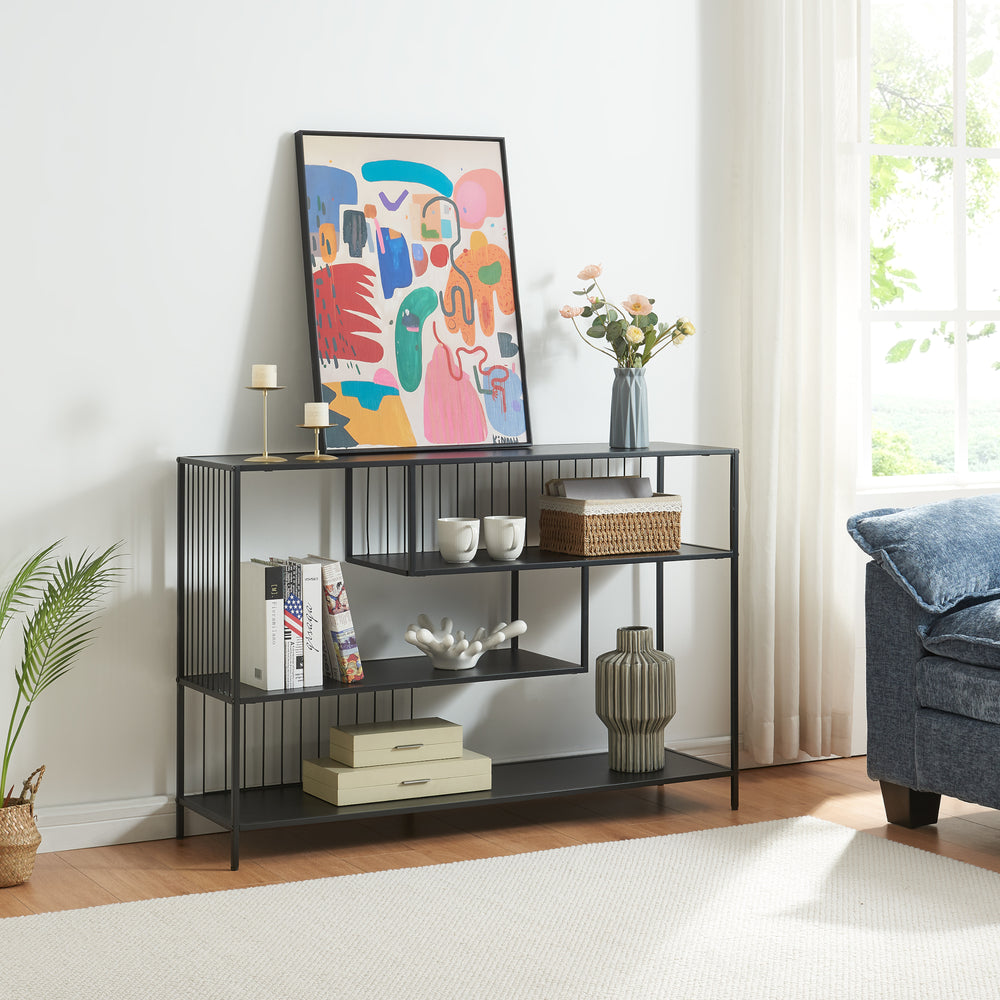 Konsolentafel Oxelösund 120x33x80 cm Zwart [en.casa] - premiumXL