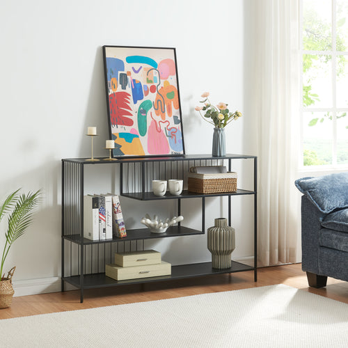Konsolentafel Oxelösund 120x33x80 cm Zwart [en.casa] - premiumXL