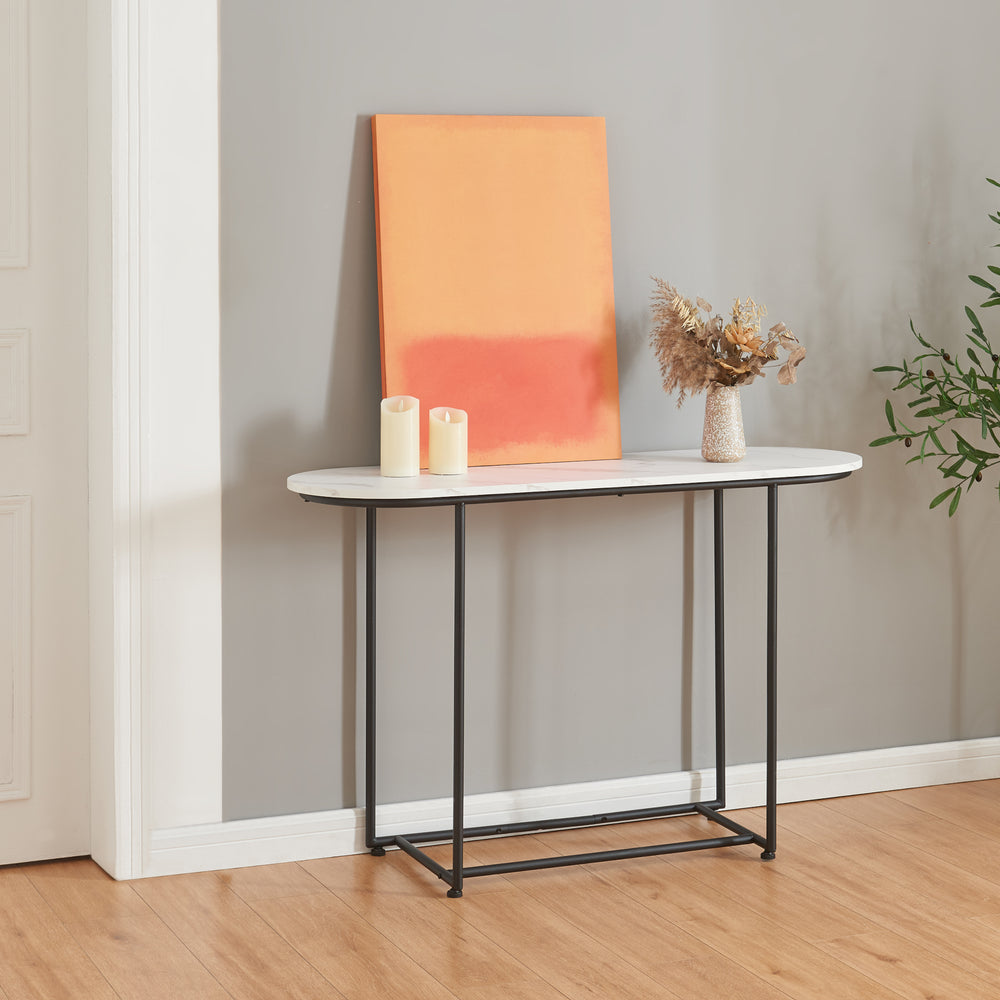 Consoletafel Nordfron 120x40x75 cm marmer, wit [en.casa] - premiumXL