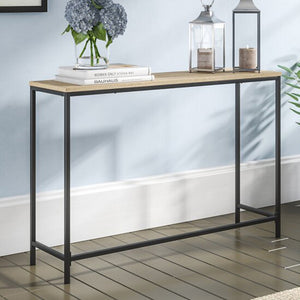[en.casa] Console tafel sidetable Kronoby 80x100x30 cm zwart en houtkleurig