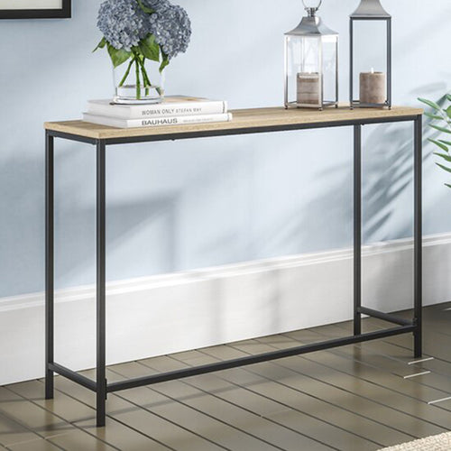 [en.casa] Console tafel sidetable Kronoby 80x100x30 cm zwart en houtkleurig