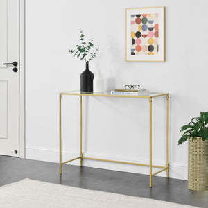 Console tafel Alajarvi sidetable metaal en glas 100x35x80 cm - 2 varianten