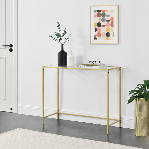 Console tafel Alajarvi sidetable metaal en glas 100x35x80 cm - 2 varianten