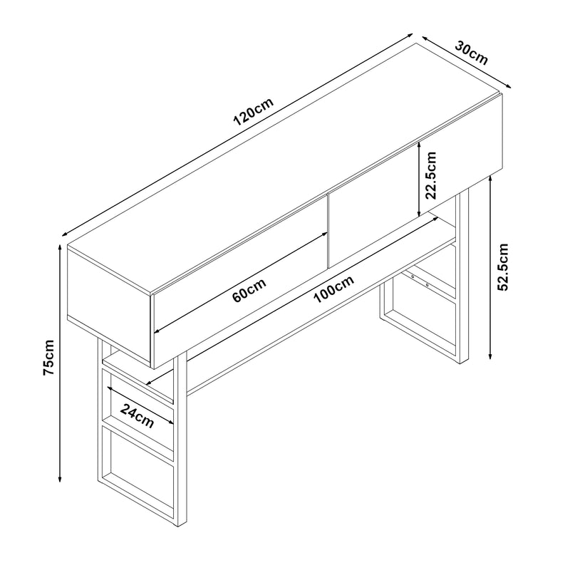 Maatschets Consoletafel Varberg 120x30x75 cm [en.casa]