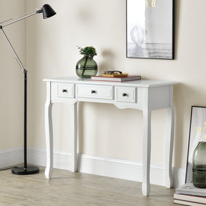 Console tafel sidetafel met 3 lades landelijk grenen en MDF 100x35x78 cm - 3 varianten