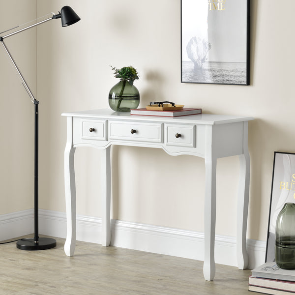 Console tafel sidetafel met 3 lades landelijk grenen en MDF 100x35x78 cm - 3 varianten