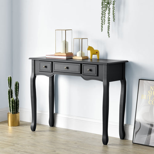 Console tafel sidetafel met 3 lades landelijk grenen en MDF 100x35x78 cm - 3 varianten