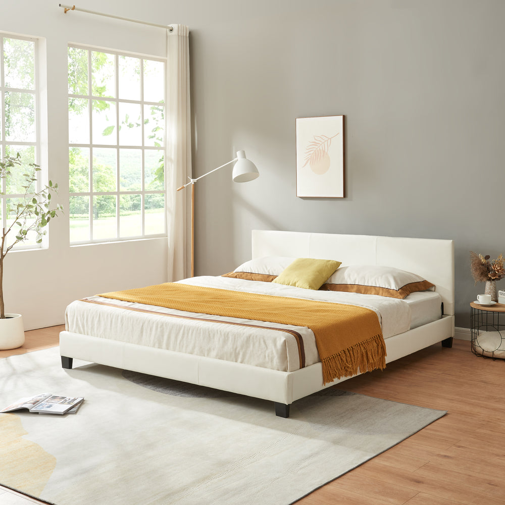 Kunstlederbed Albacete 160x200cm Wit Corium - premiumXL