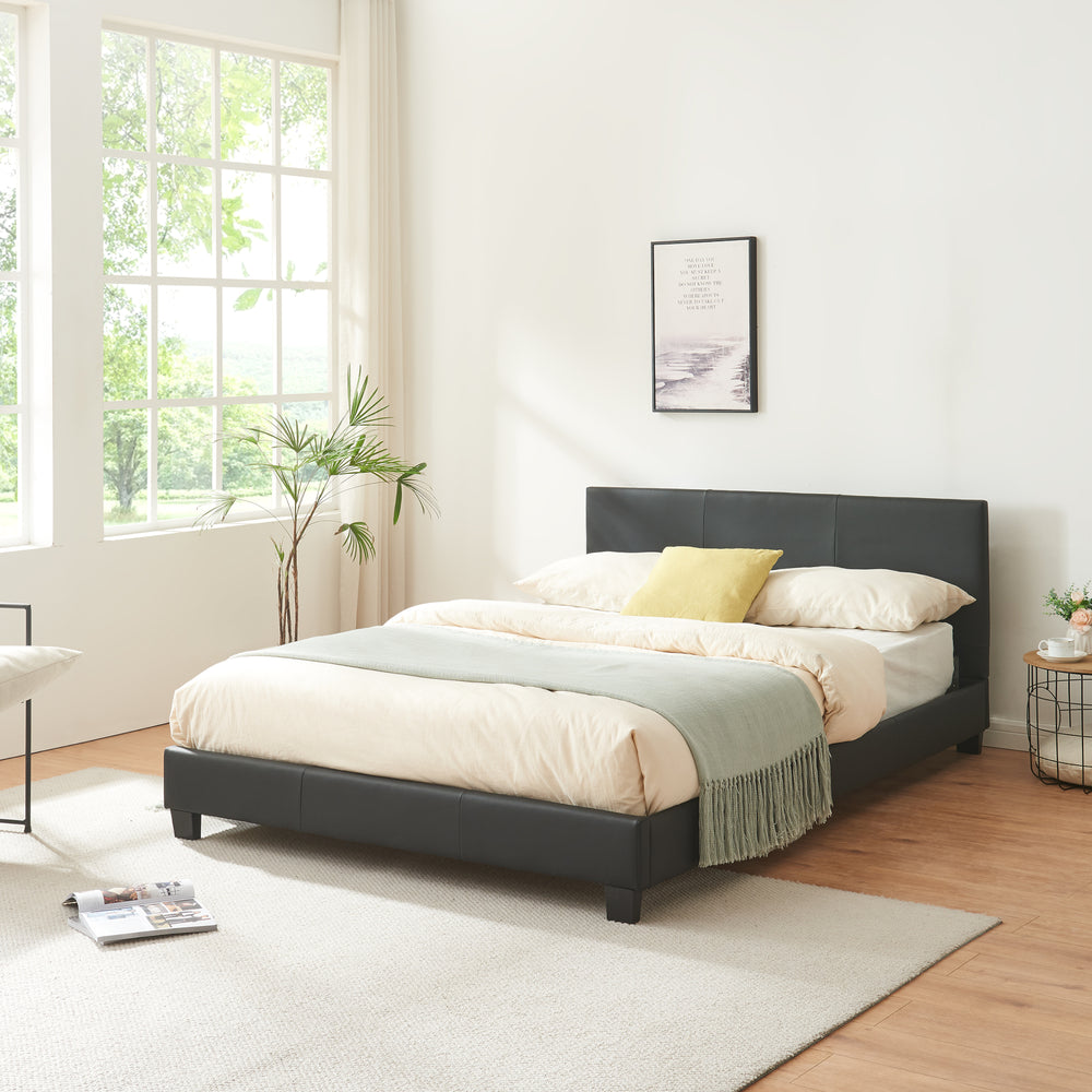 Kunstlederbett Albacete 140x200 cm Zwart Corium - premiumXL