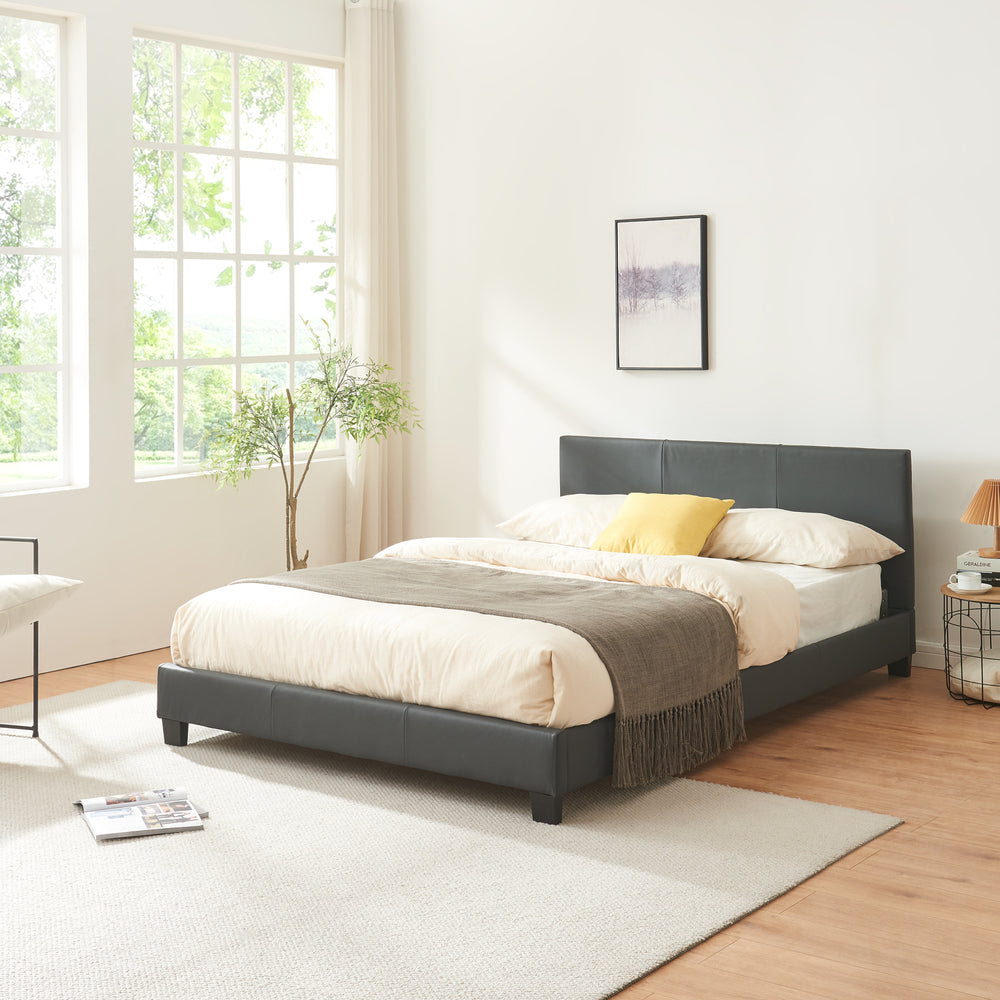 Kunstlederbett Albacete 140x200 cm Donkergrijs Corium - premiumXL