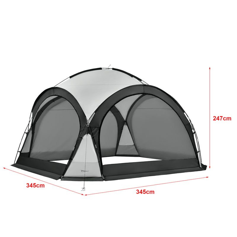 Maatschets [pro.tec] Paviljoen Grästorp met LED-verlichting 345x345x247 cm - 3 varianten