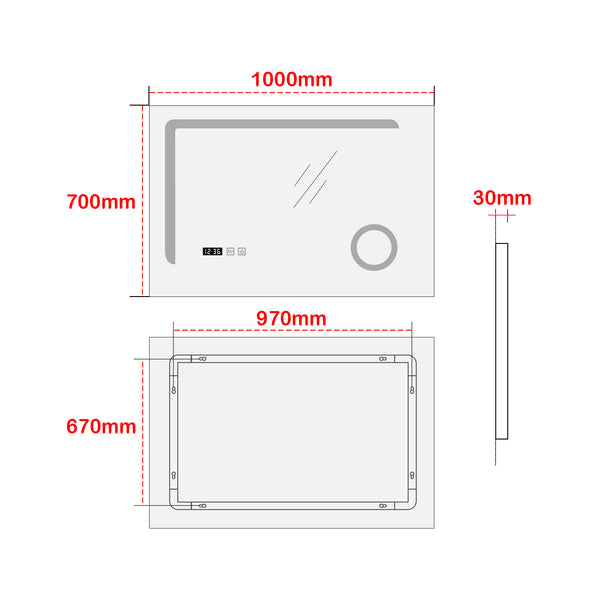 [pro.tec] Spiegel Chambave met LED verlichting zilverkleurig - 4 varianten