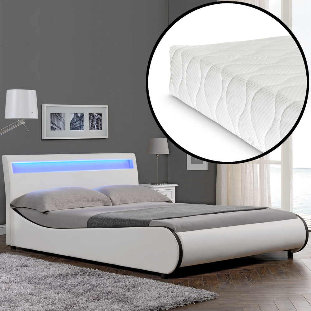 CORIUM LED kunstleren bed Valencia met matras (140/180x200) in 7 kleuren - premiumXL