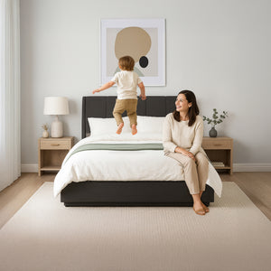 Tweepersoonsbed Tröstiar led bed met opbergruimte linnen [en.casa]