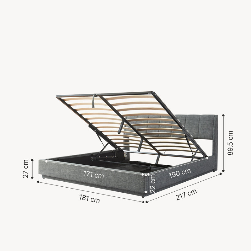 Maatschets Tweepersoonsbed Tröstiar led bed met opbergruimte linnen [en.casa]