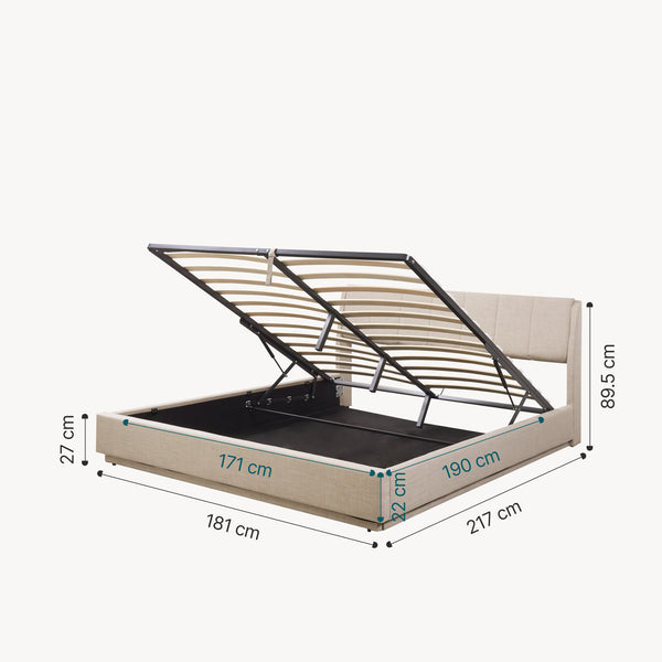 Tweepersoonsbed Tröstiar led bed met opbergruimte linnen [en.casa]