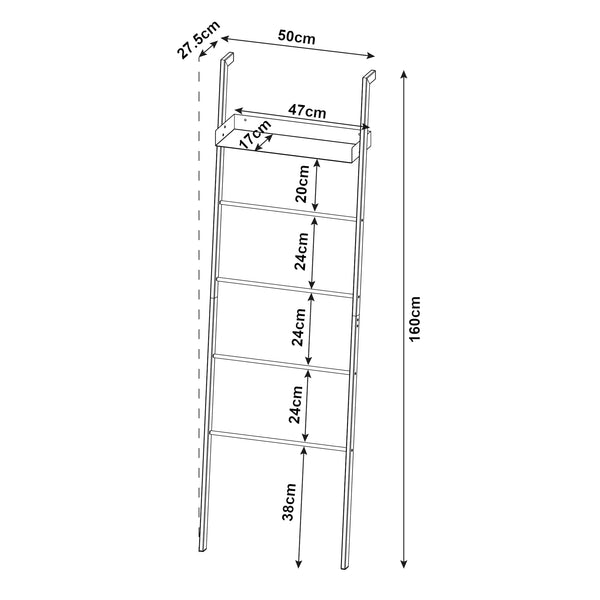 Kledingrek Øksnes ladderplank 160x50x27,5 cm [en.casa]