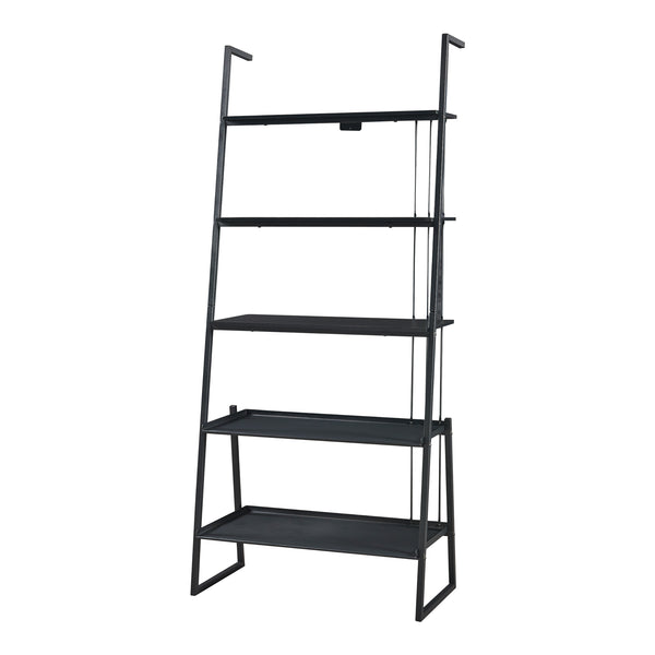 Staand rek Storfjord ladderplank zwart [en.casa]