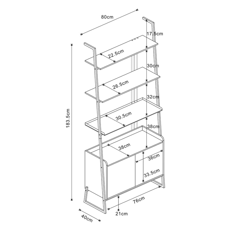 Maatschets Staand rek Storfjord ladderplank zwart [en.casa]