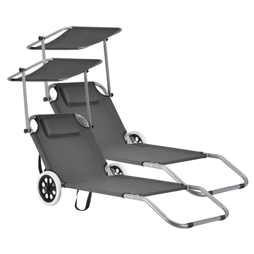 2-delige set ligbed Falun met dak en wielen antracietgrijs casa.pro - premiumXL