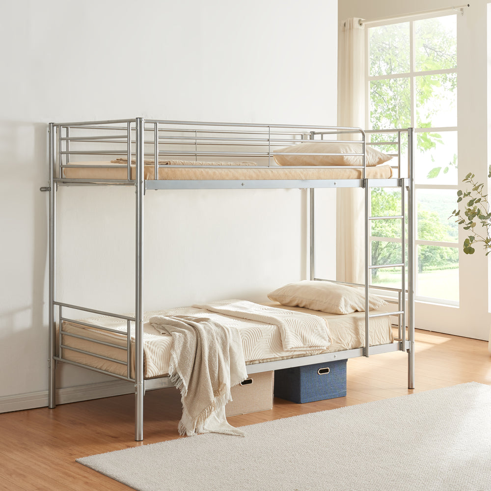 Stapelbed Soppsar metaal 208,5x97x165 cm zilverkleurig [en.casa]