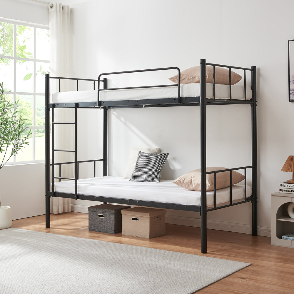 Stapelbed Berimma 200x90 cm met ladder en uitvalbescherming zwart [en.casa]