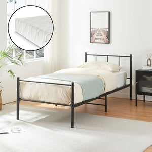 Metallbett met koudschuimmatras Laos Zwart [en.casa] - premiumXL