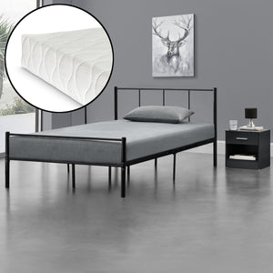 Metallbett mit Kaltschaummatratze Laos Schwarz [en.casa] - premiumXL