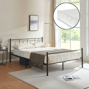 Metallbett met koudschuimmatras Laos Zwart [en.casa] - premiumXL