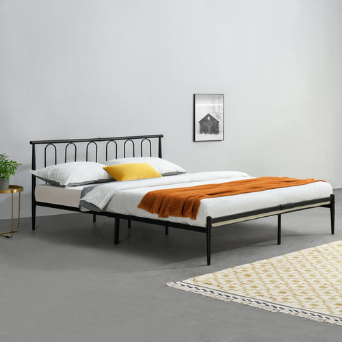 Stalen bed Tampere bedframe met bedbodem zwart - verschillende maten