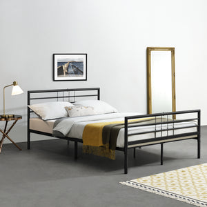Metalen bedframe Rovaniemi met bedbodem zwart - verschillende maten