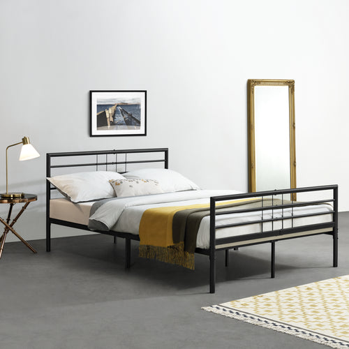 Metalen bedframe Rovaniemi met bedbodem zwart - verschillende maten
