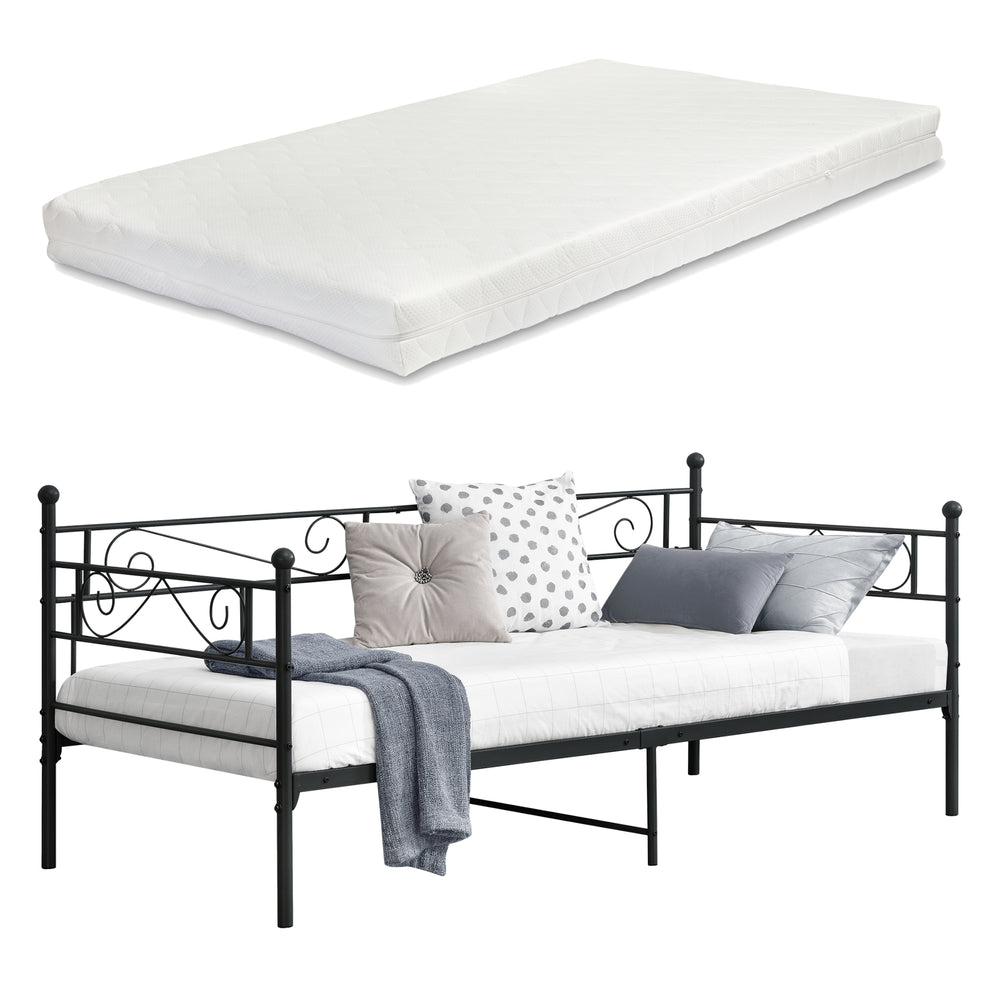 Metallbett Kerava 90x200 cm met koudschuimmatras div. kleuren en.casa - premiumXL