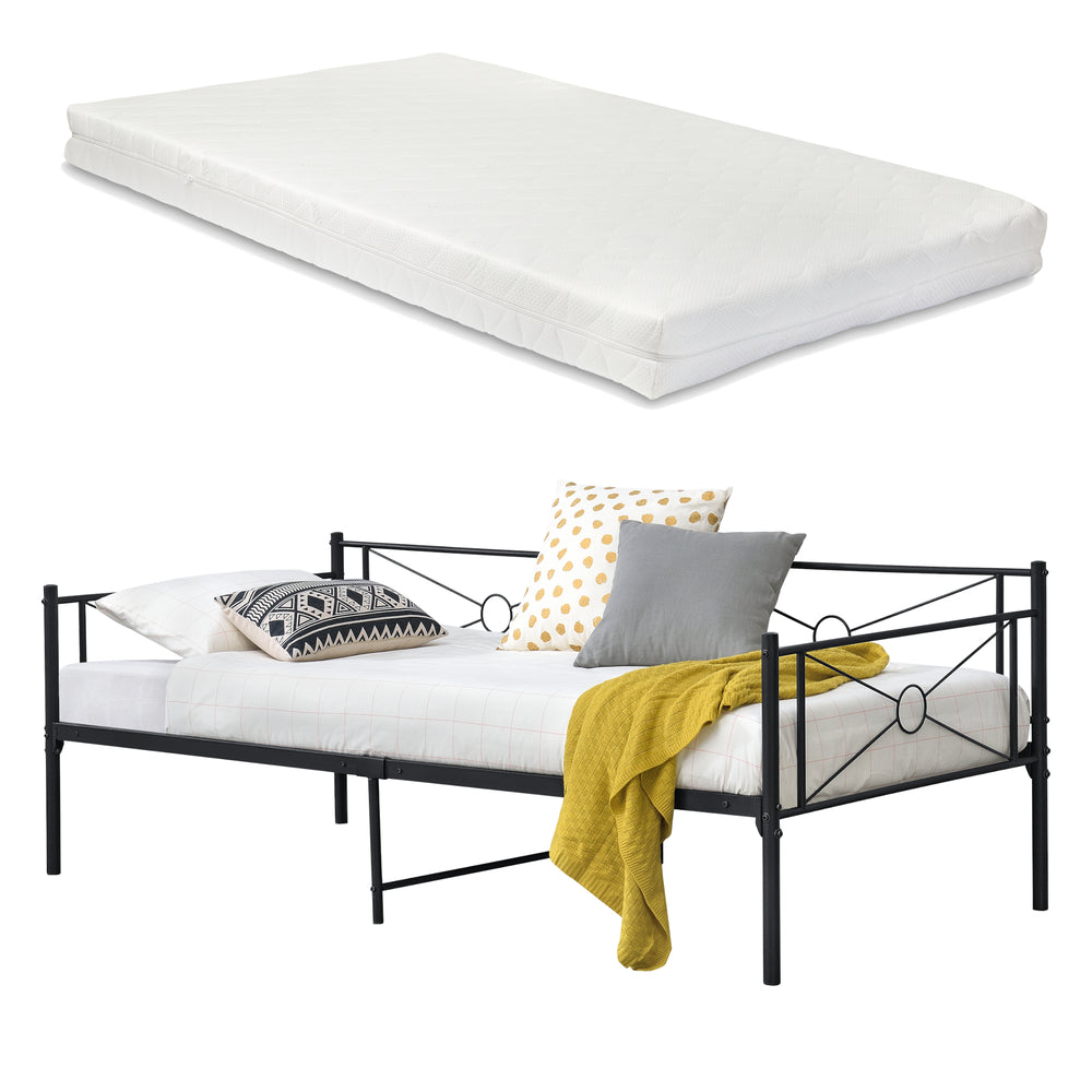 Metalen bed Alvesta met bedbodem en matras 90x200 cm - 3 varianten