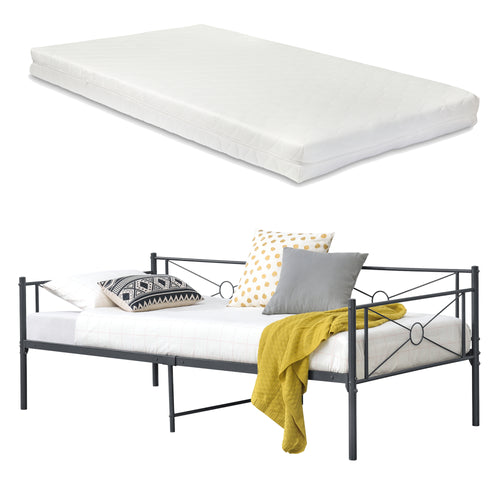 Metalen bed Alvesta met bedbodem en matras 90x200 cm - 3 varianten