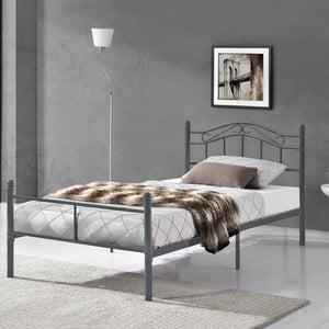 Metalen bedframe Florenz met bedbodem donkergrijs - verschillende maten