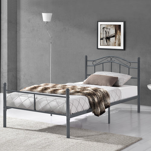 Metalen bedframe Florenz met bedbodem donkergrijs - verschillende maten