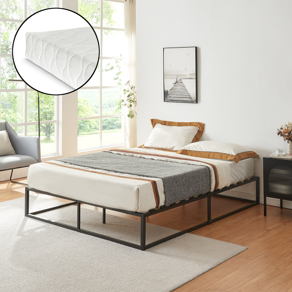 Metalen bed Kreta met koudschuimmatras Zwart in verschillende maten [en.casa] - premiumXL