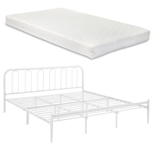 Metalen bedframe Hanko wit met matras - verschillende maten