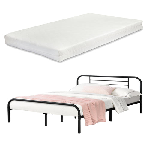 Metalen bed Atammik bedframe met bedbodem en matras - 3 maten