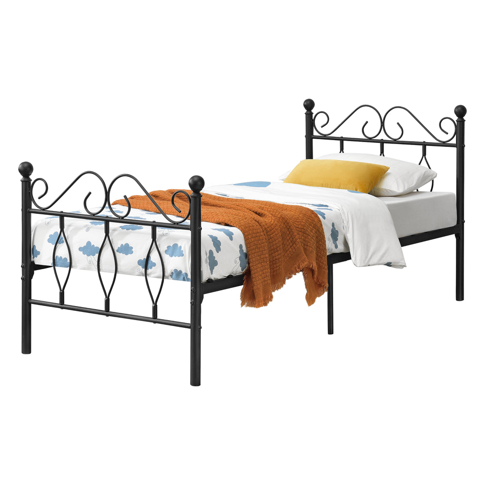 Metalen bedframe Apolda met metalen bedbodem zwart - 3 varianten