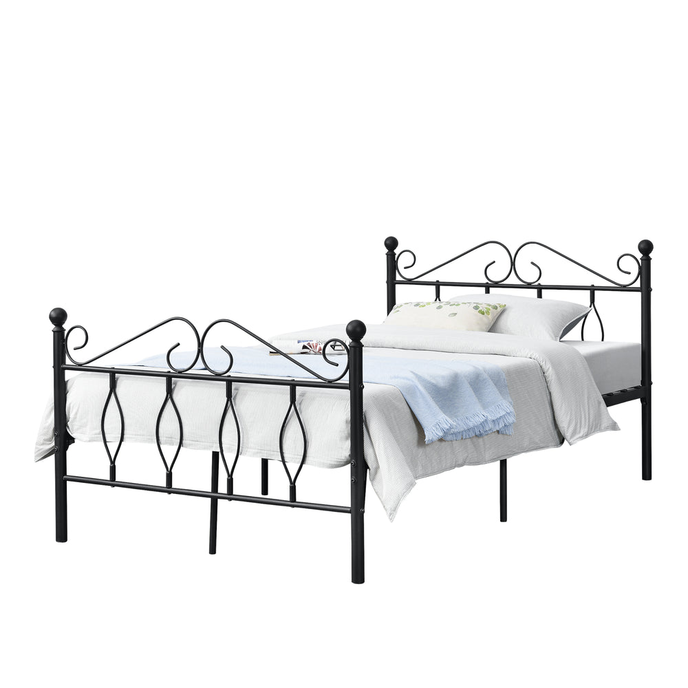 Metalen bedframe Apolda met metalen bedbodem zwart - 3 varianten