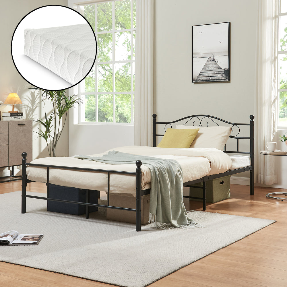 Metallbett Florenz 120x200 cm met/zonder koudschuimmatras div. kleuren [en.casa] - premiumXL